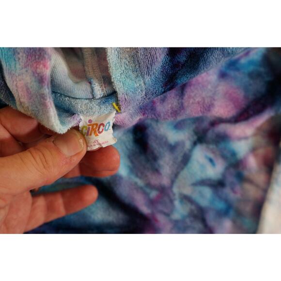 Circo Women's 4T Tie Dye Hooded Cotton Top Long Sleeve Blue Purple - Picture 4 of 10